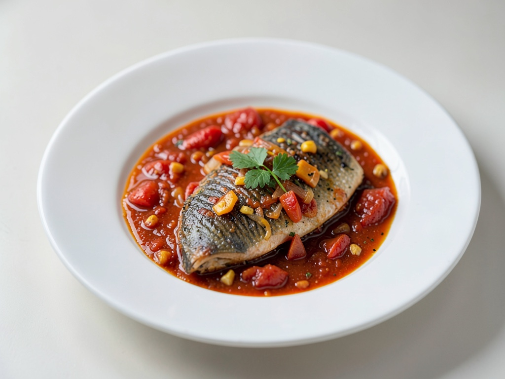Rotbarsch in mediterraner Tomaten-Zwiebel-Soße