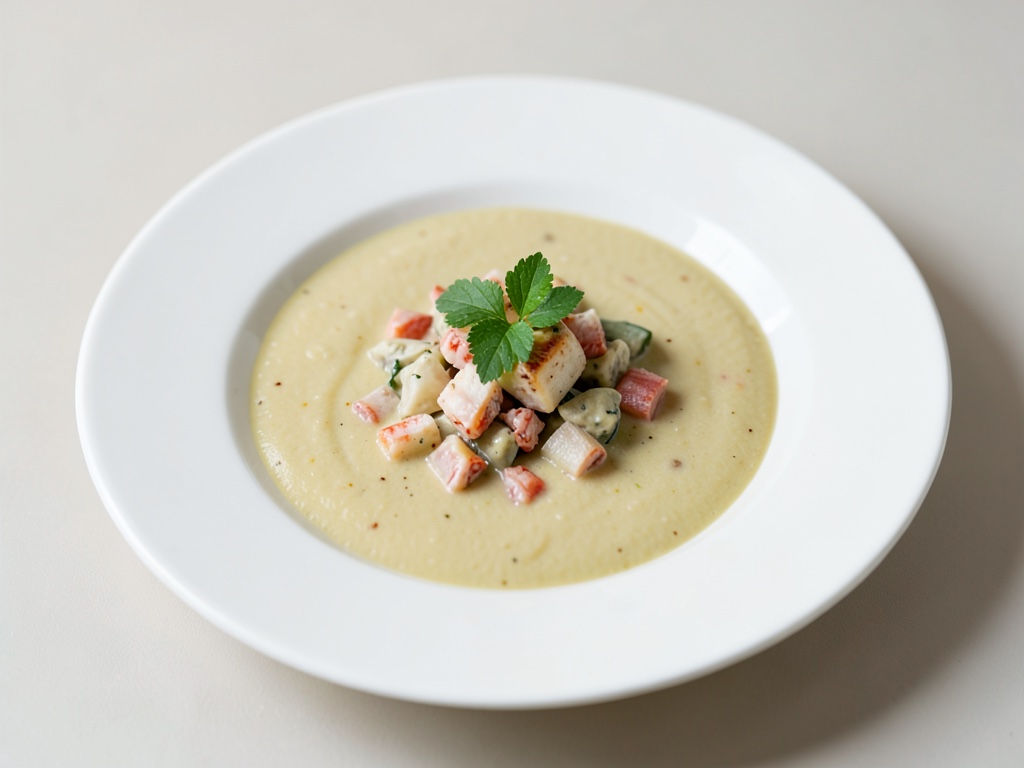 Zuppa cremosa di pastinache con granchio