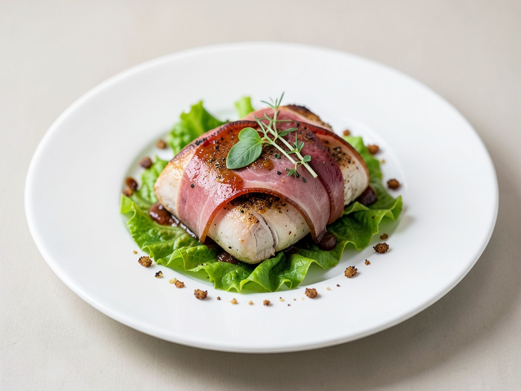 Petto di tacchino avvolto nel prosciutto con valeriana
