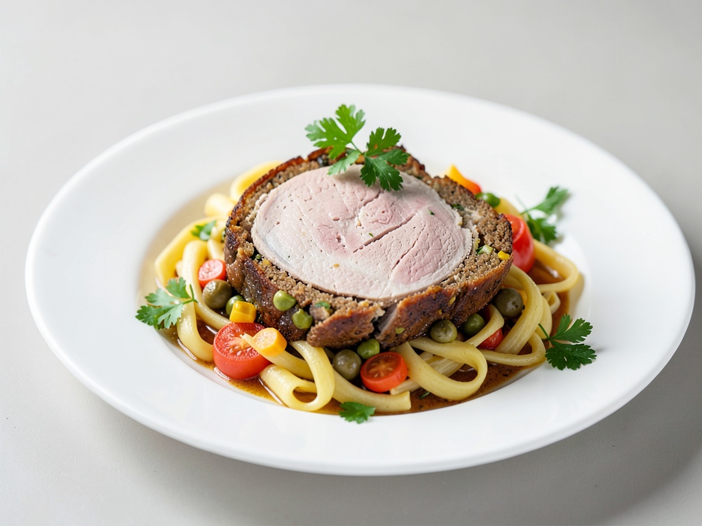 Brasato di tacchino e verdure succoso con pasta