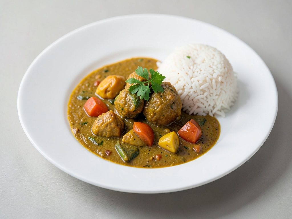 Curry di pollo e verdure con riso
