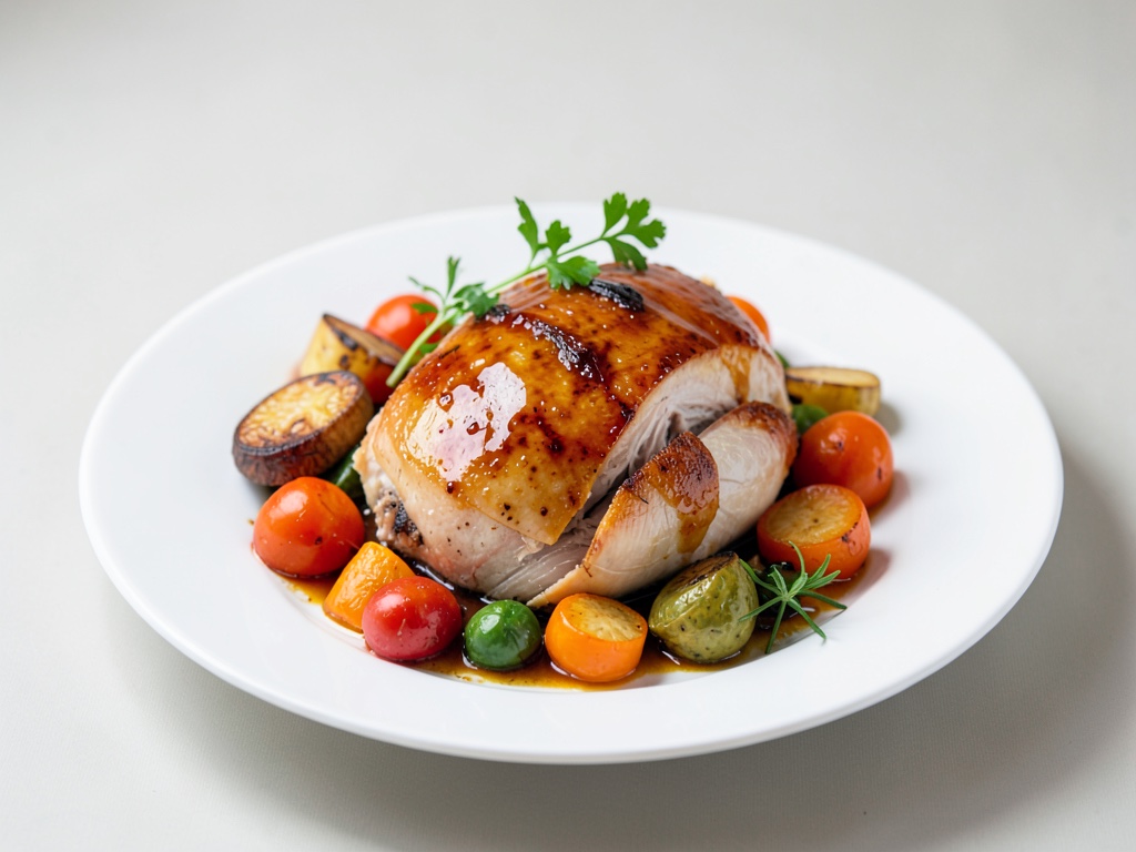 Tacchino arrosto glassato al miele con verdure al forno