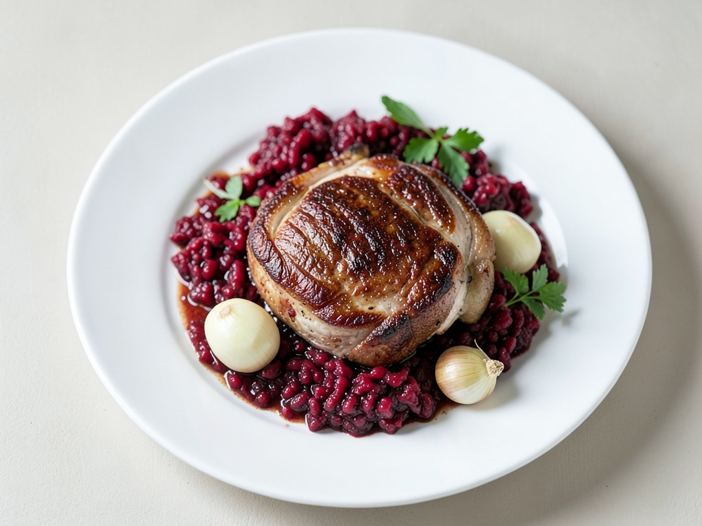Pollo arrosto succoso con cavolo rosso dolce-acidulo