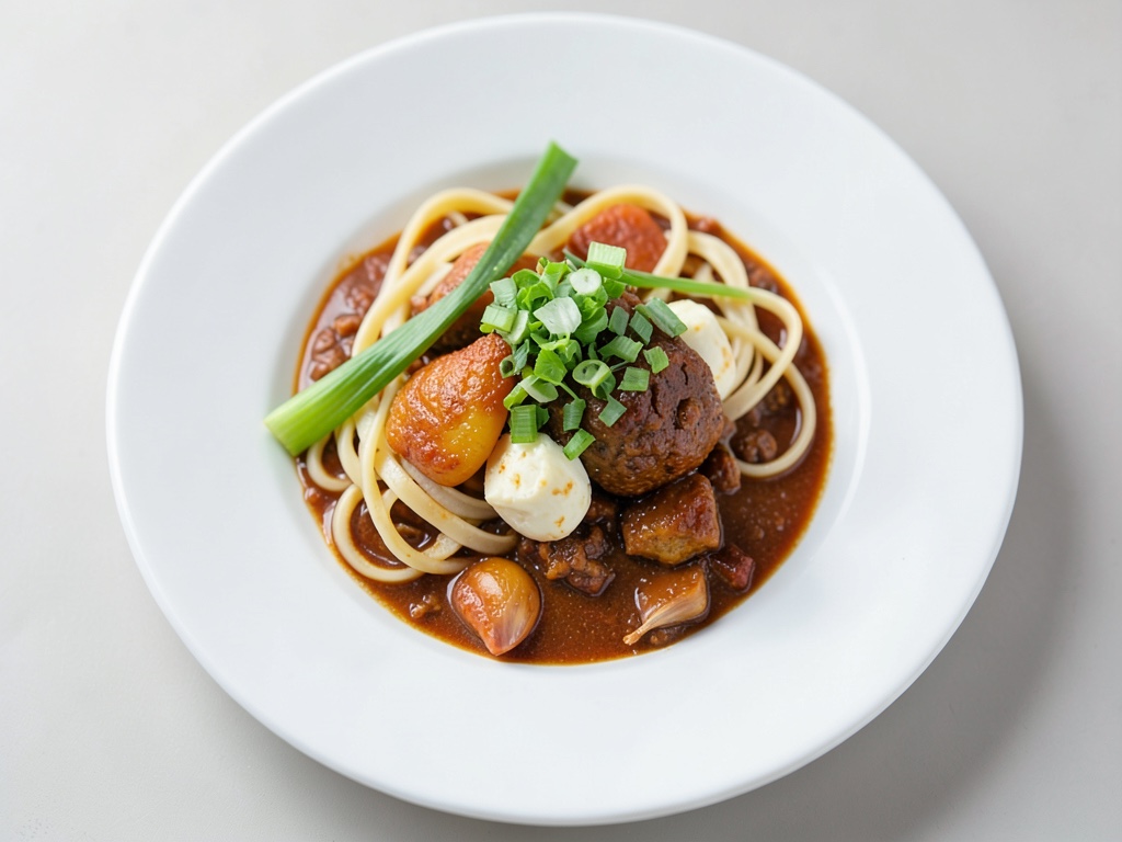 Curry di pollo con noodles alle uova