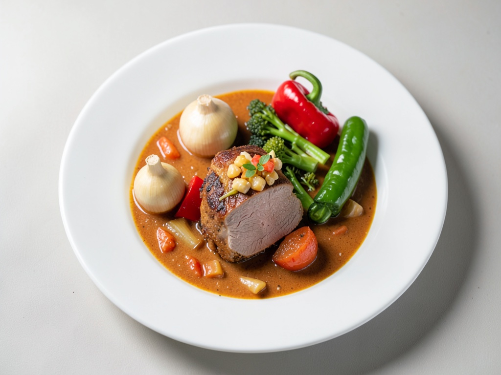 Curry de poulet avec légumes de chou