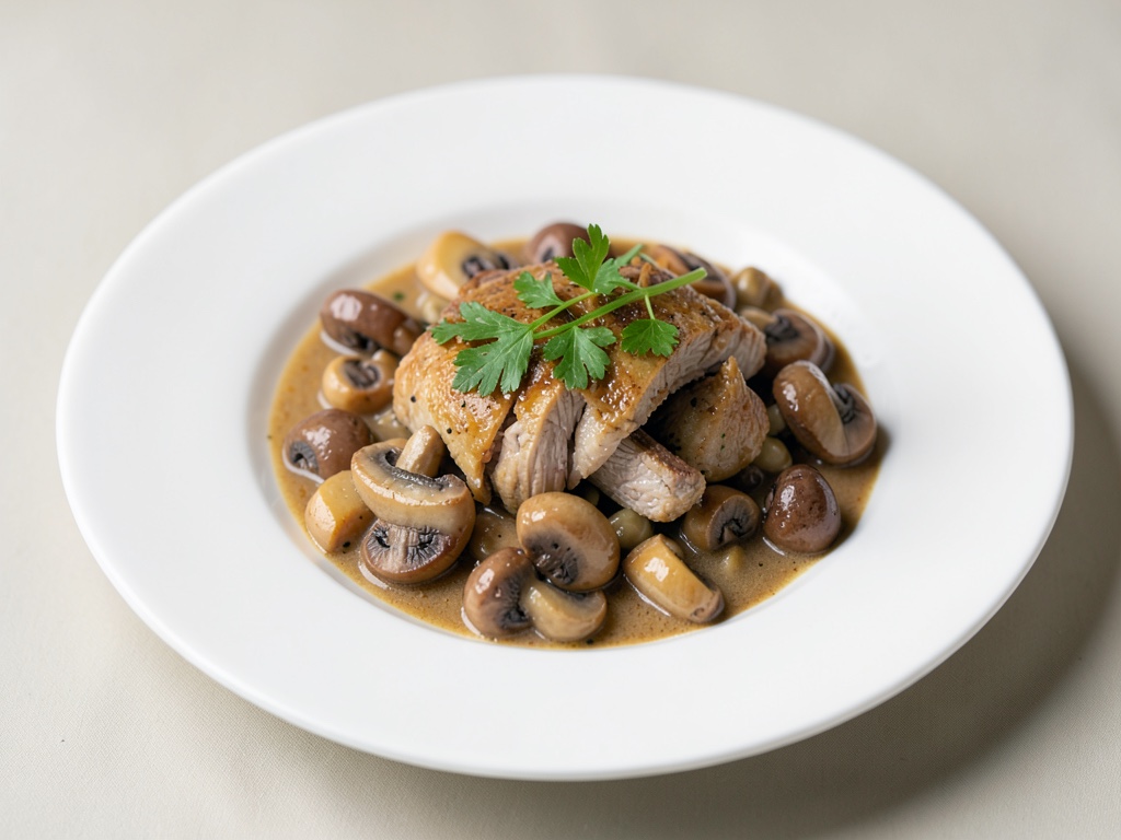 Veloce straccetti di tacchino con funghi champignon