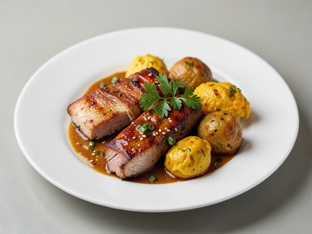 Poulet en lanières avec boulettes de courge
