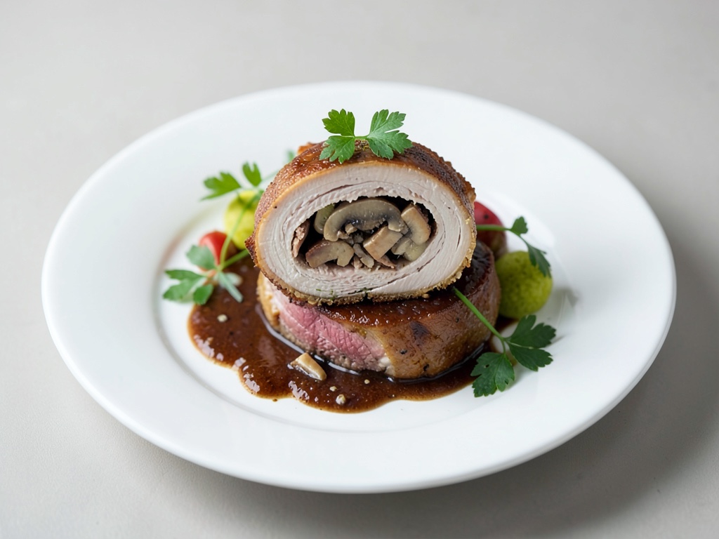 Saftiger Putenrollbraten mit Pilzfüllung