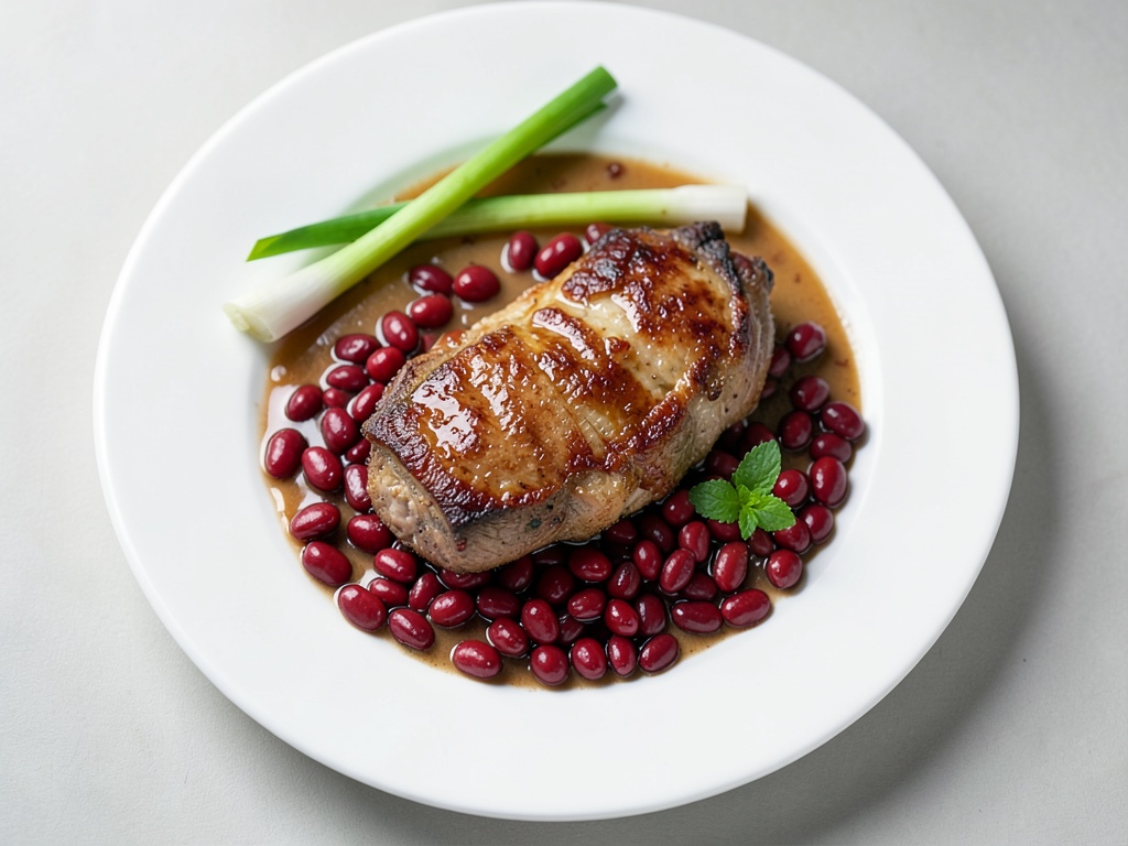 Knusprige Putenschnitzel auf cremigen roten Linsen