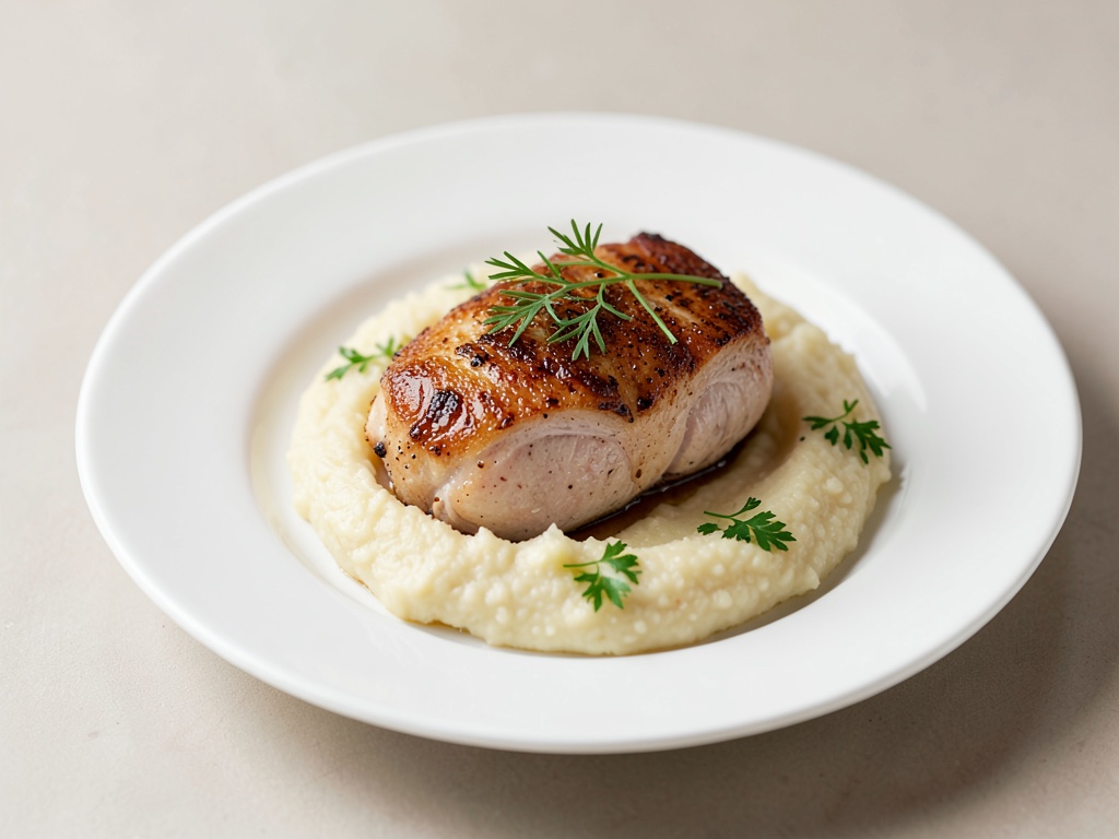 Escalopes de dinde nature avec purée de scorsonère