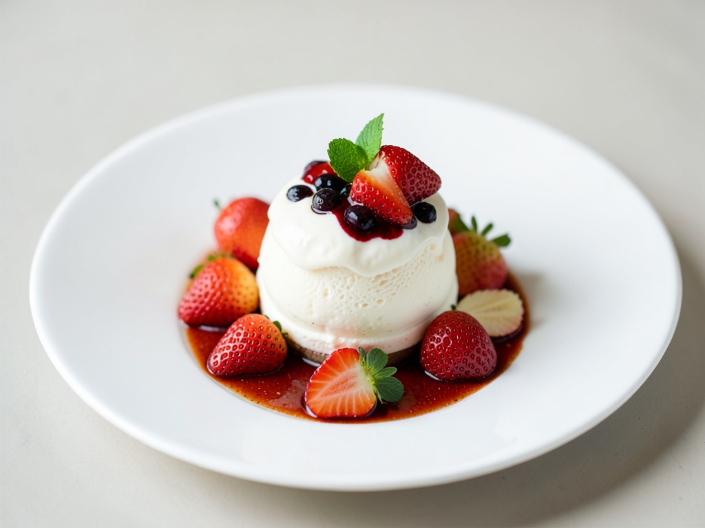 Dessert al gelato con quark, mele fresche e fragole