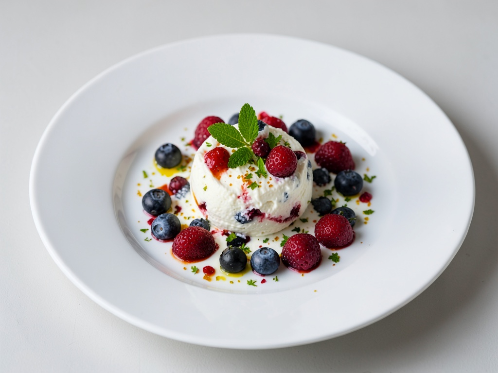 Bunte Quark-Creme mit frischen Beeren