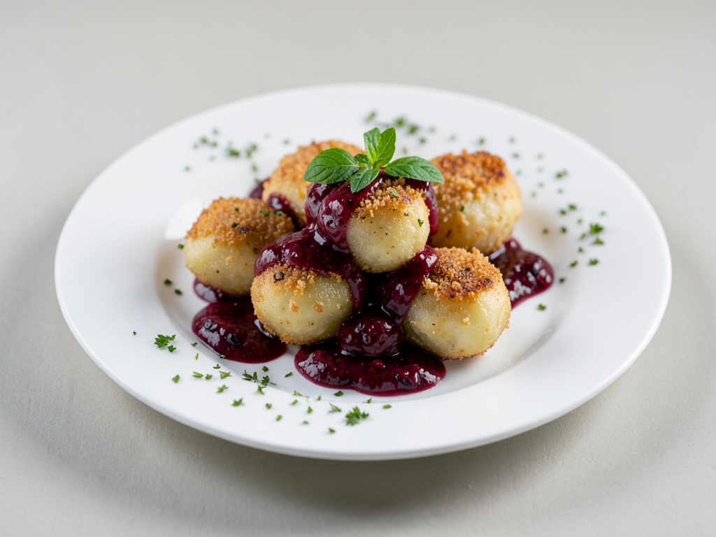 Knusprige Quark-Kartoffelklößchen mit fruchtiger Himbeer-Dip