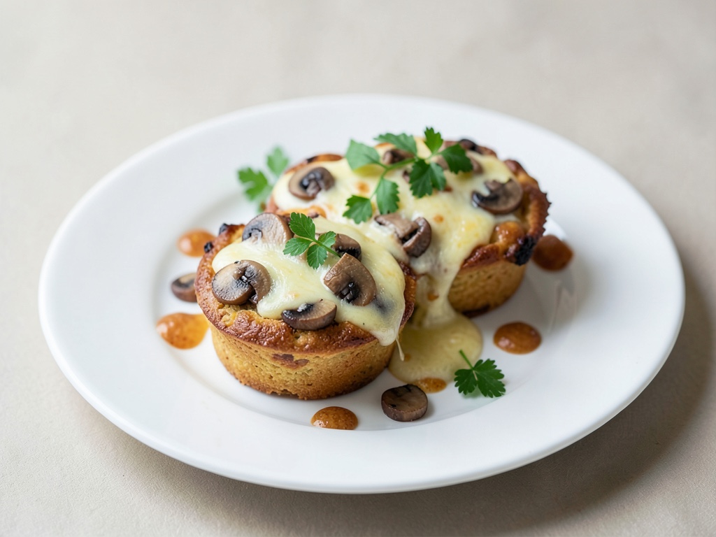Quiche di funghi e formaggio in stampi per muffin
