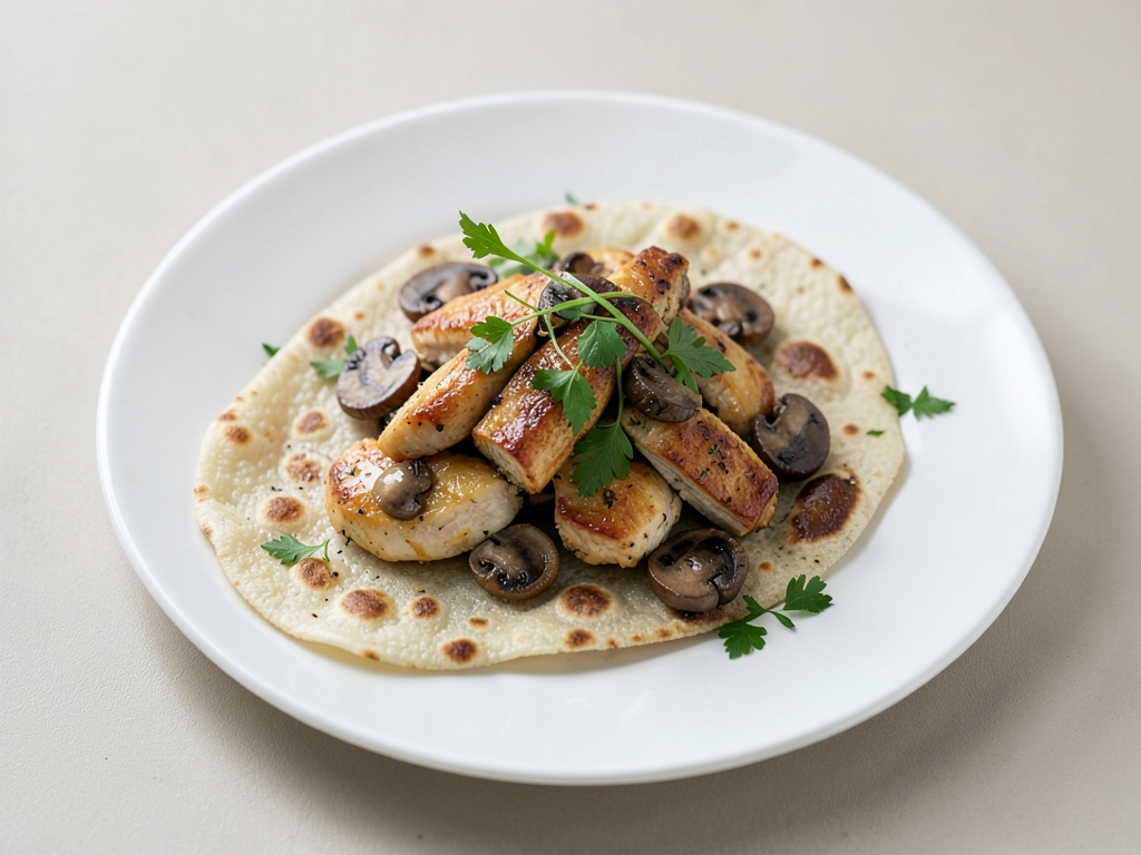 Torta fiamma con pollo e funghi