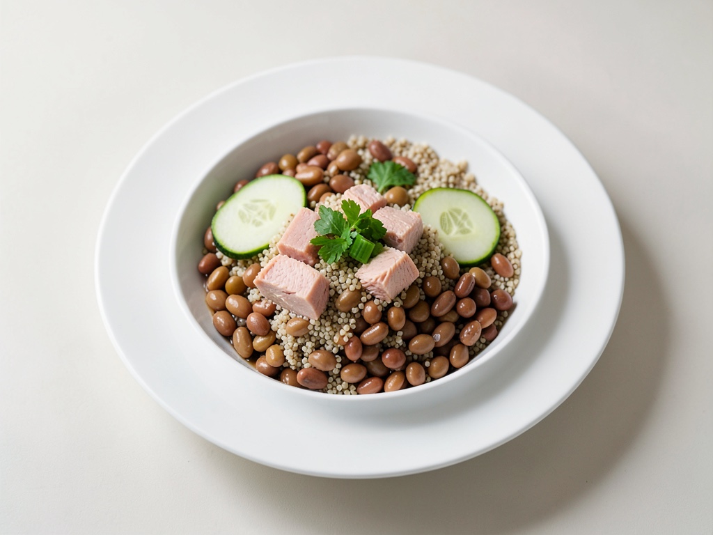 Ciotola di quinoa con ceci e salmone