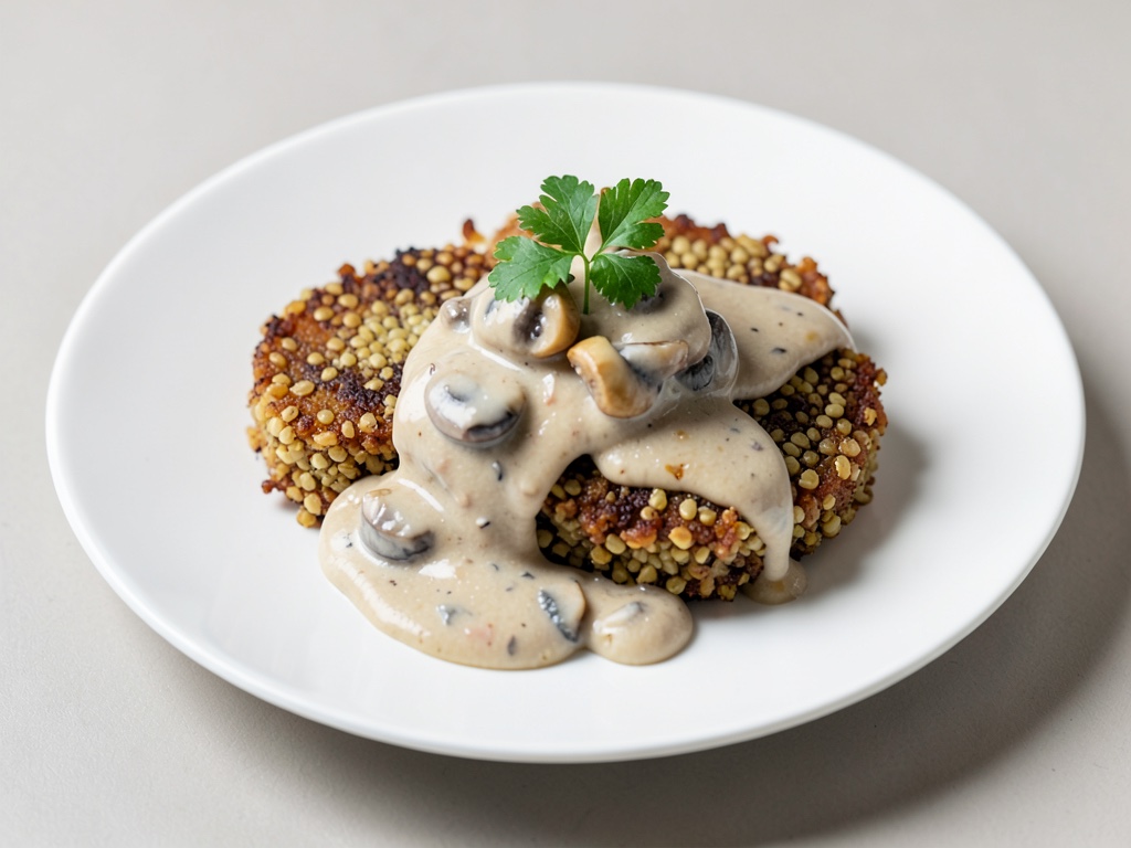 Gaufrettes de quinoa croustillantes à la sauce crémeuse aux champignons