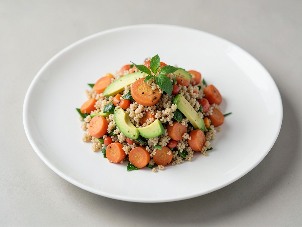 Insalata di quinoa e carote arrosto con avocado