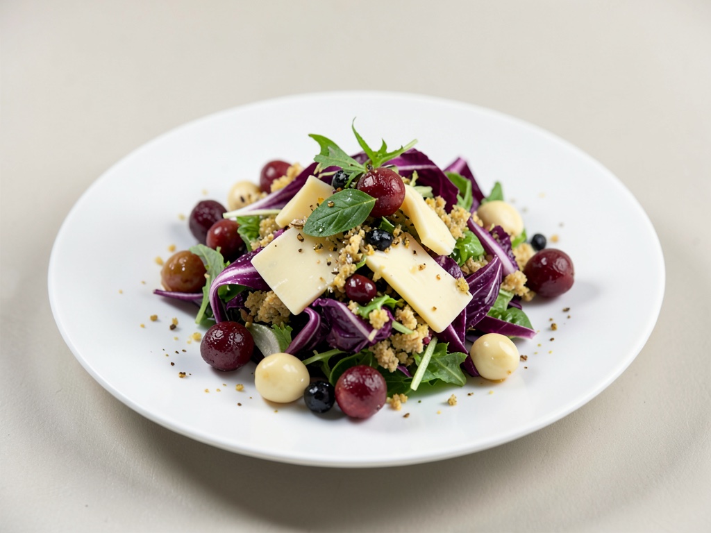 Insalata croccante di radicchio con cheddar e frutta marinata