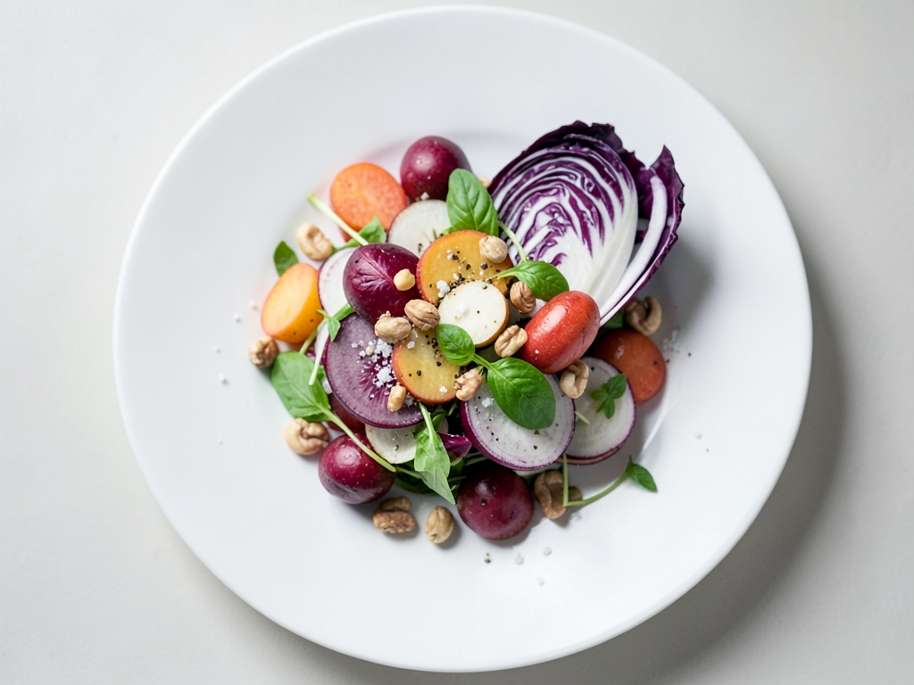 Insalata croccante di radicchio con carote, noci e frutti di bosco