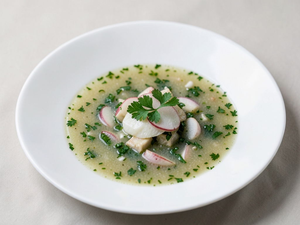 Zuppa fredda rinfrescante di ravanello ed erbe