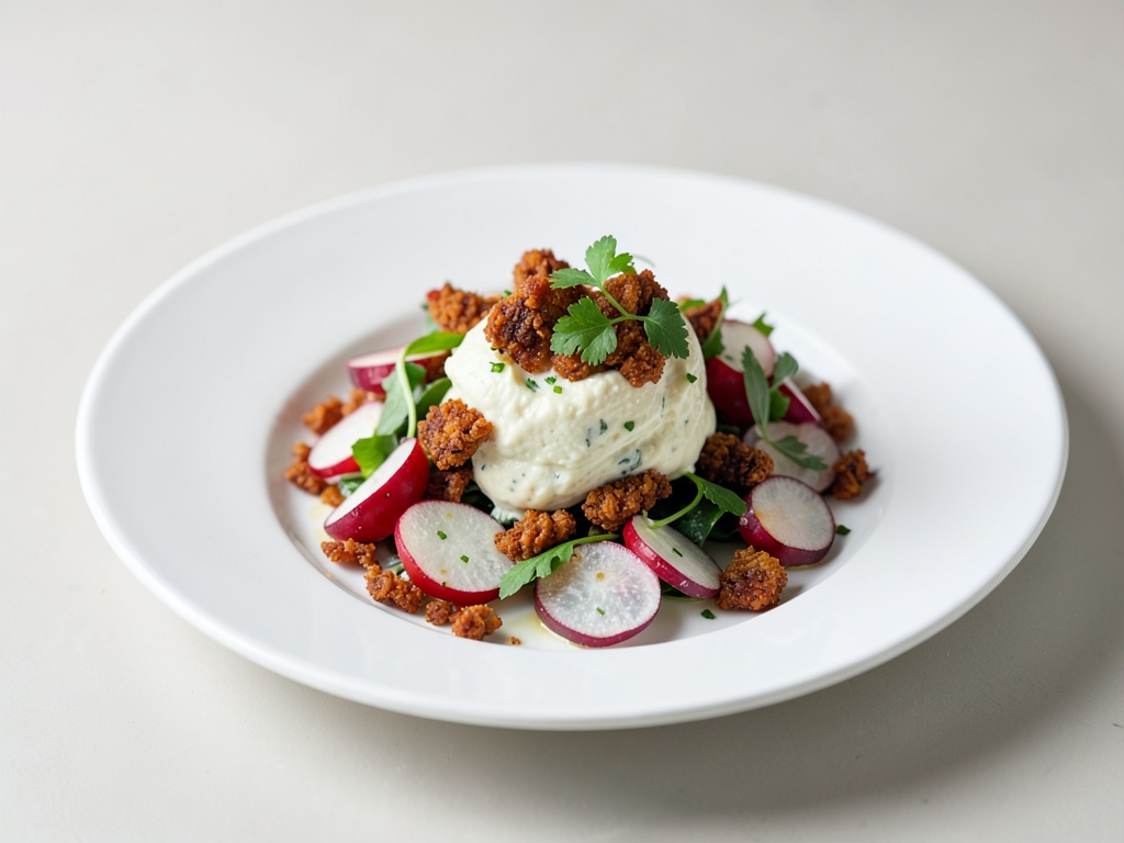 Knuspriger Rettichsalat mit cremiger Kohlrabi-Creme