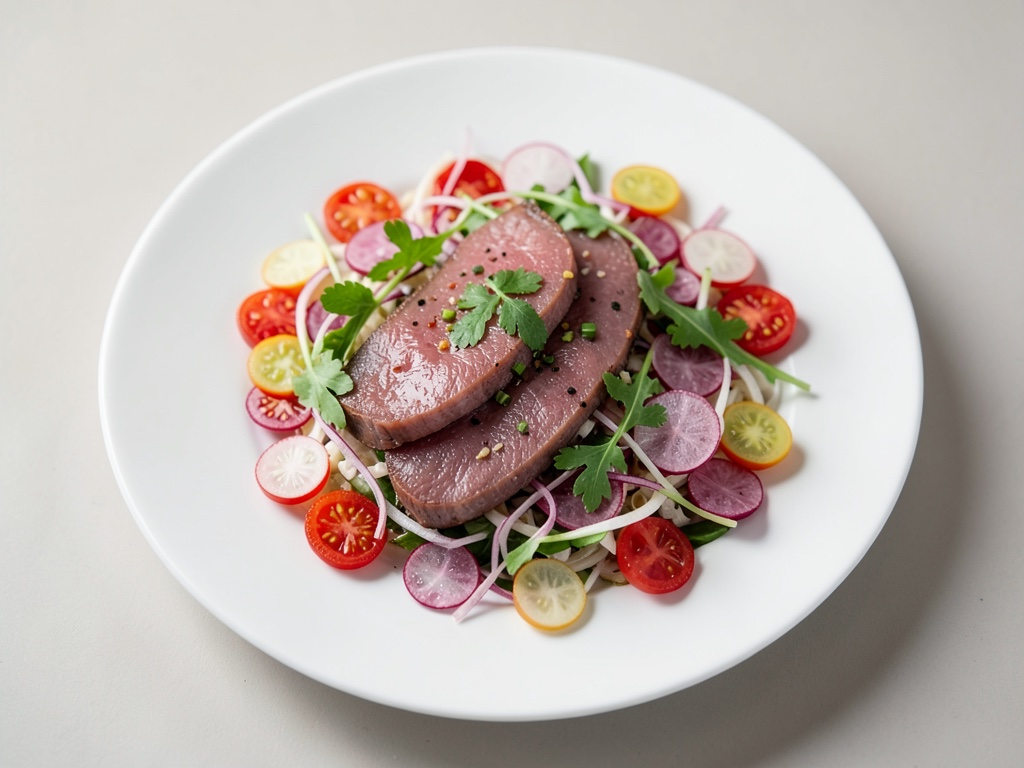 Insalata croccante di ravanello e ravanelli con trota affumicata