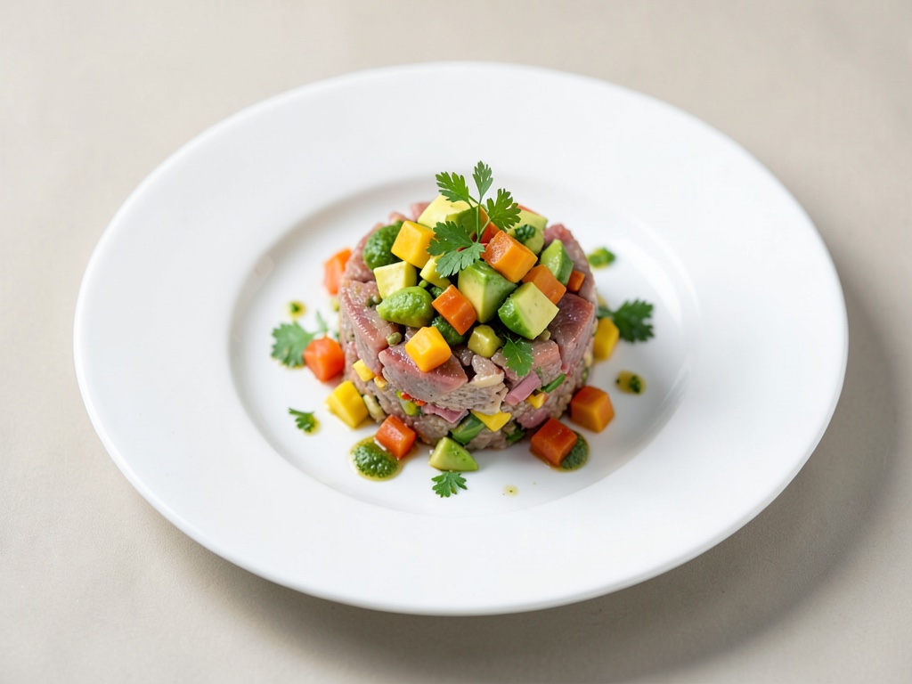 Tartar de Trucha Ahumada con Salsa de Aguacate y Mango