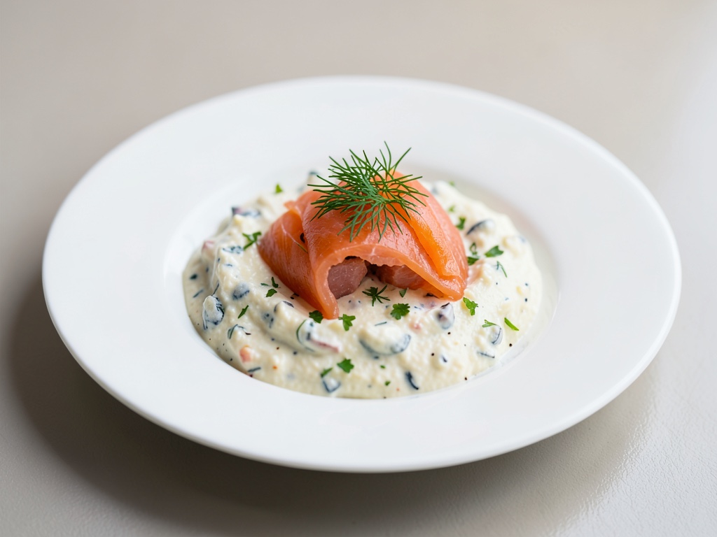 Salsa cremosa con salmón ahumado y eneldo