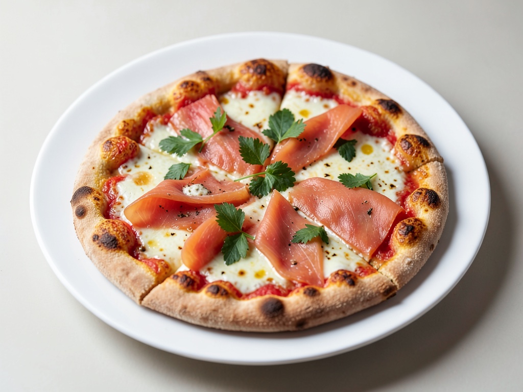 Pizza con salmone affumicato