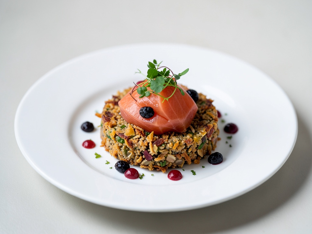Cicoria croccante con salmone affumicato e caviale