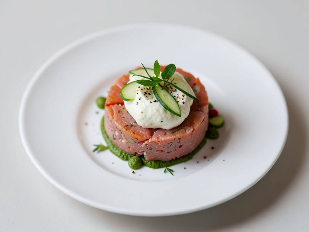Terrina de salmón con crema de pepino