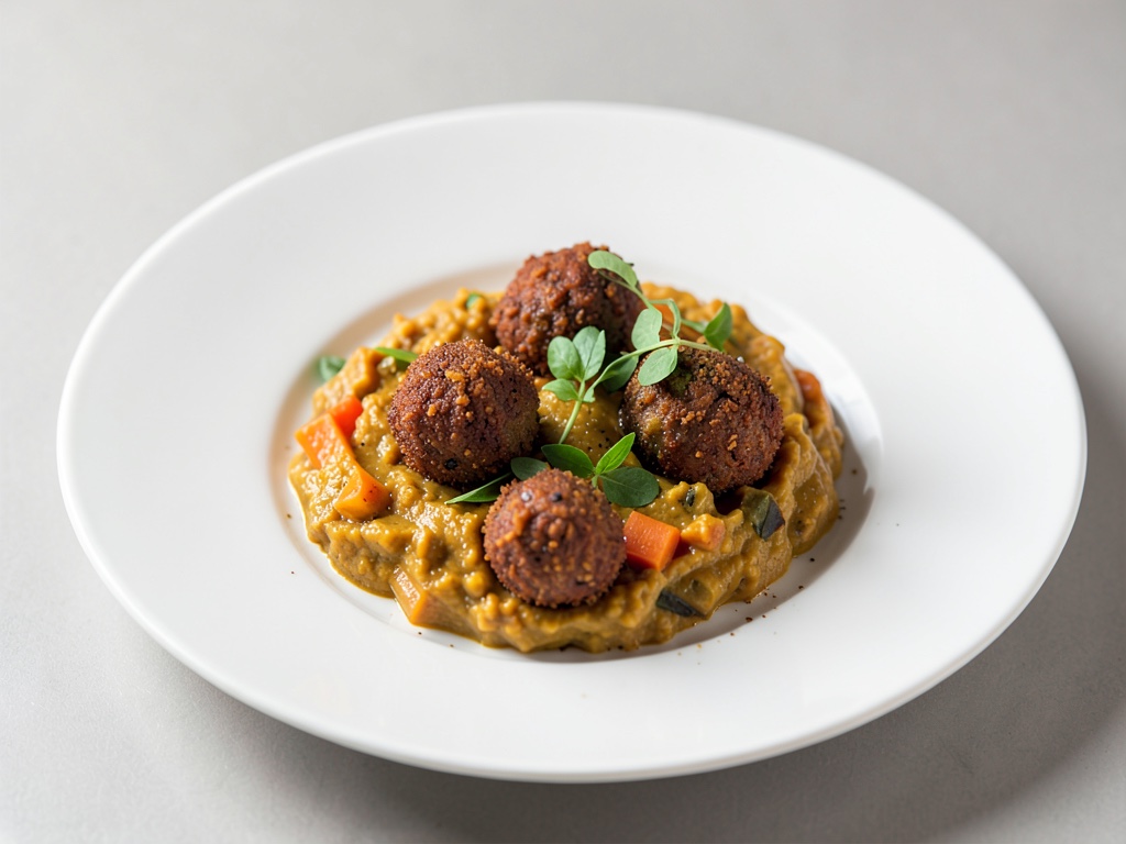 Ragù di zucca butternut con polpettine di carne fritte