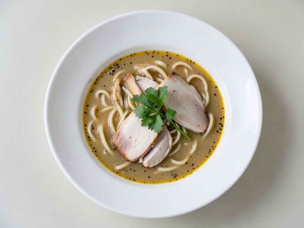 Ramen de pollo con huevo cocido blando