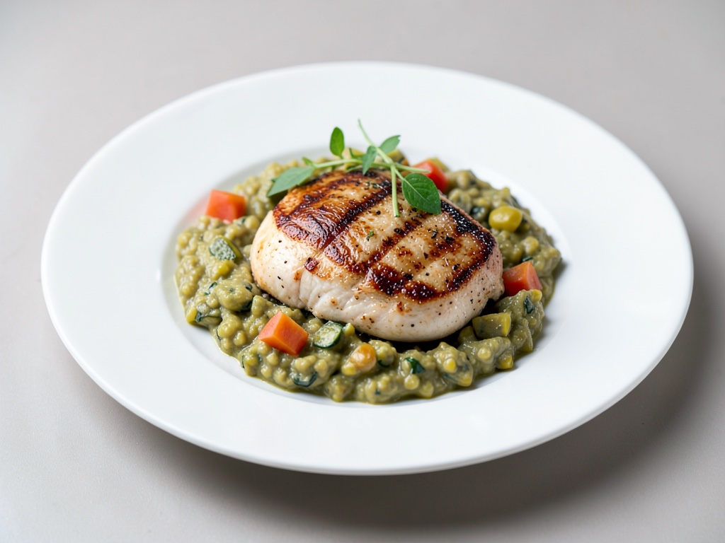 Petto di pollo alla griglia su ratatouille cremosa