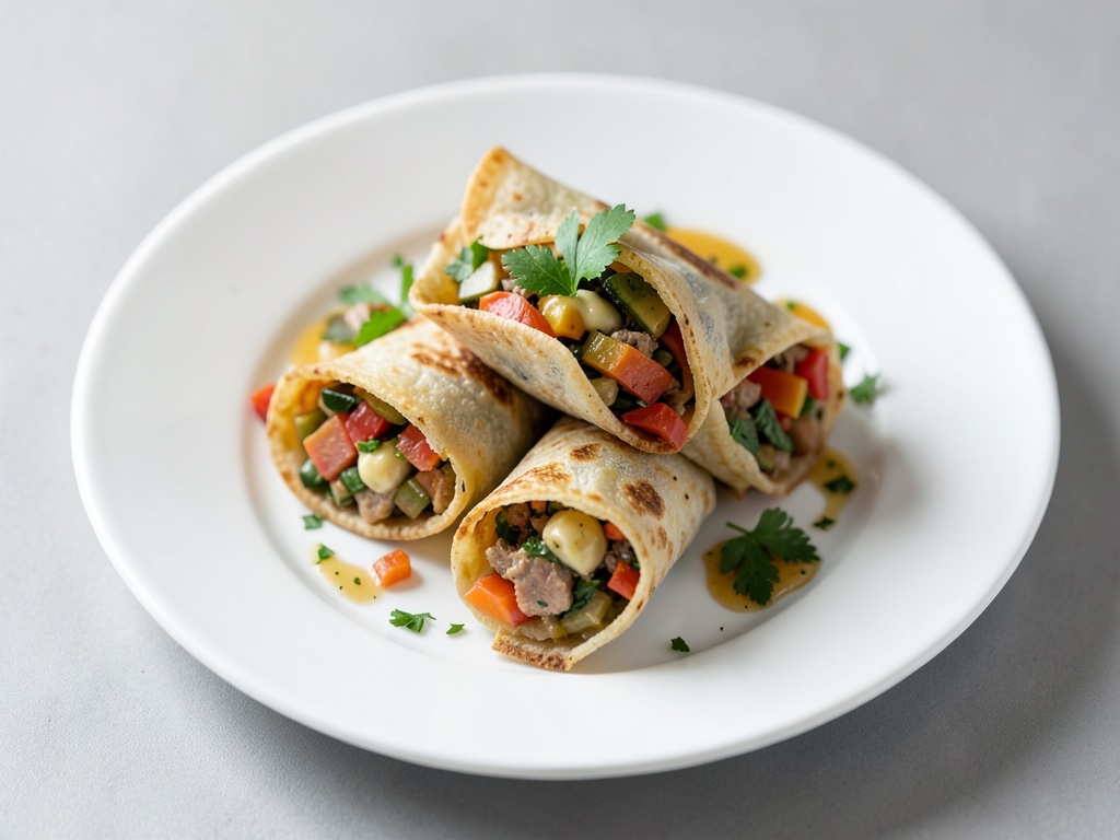 Rotoli di verdure con involucro di crepes
