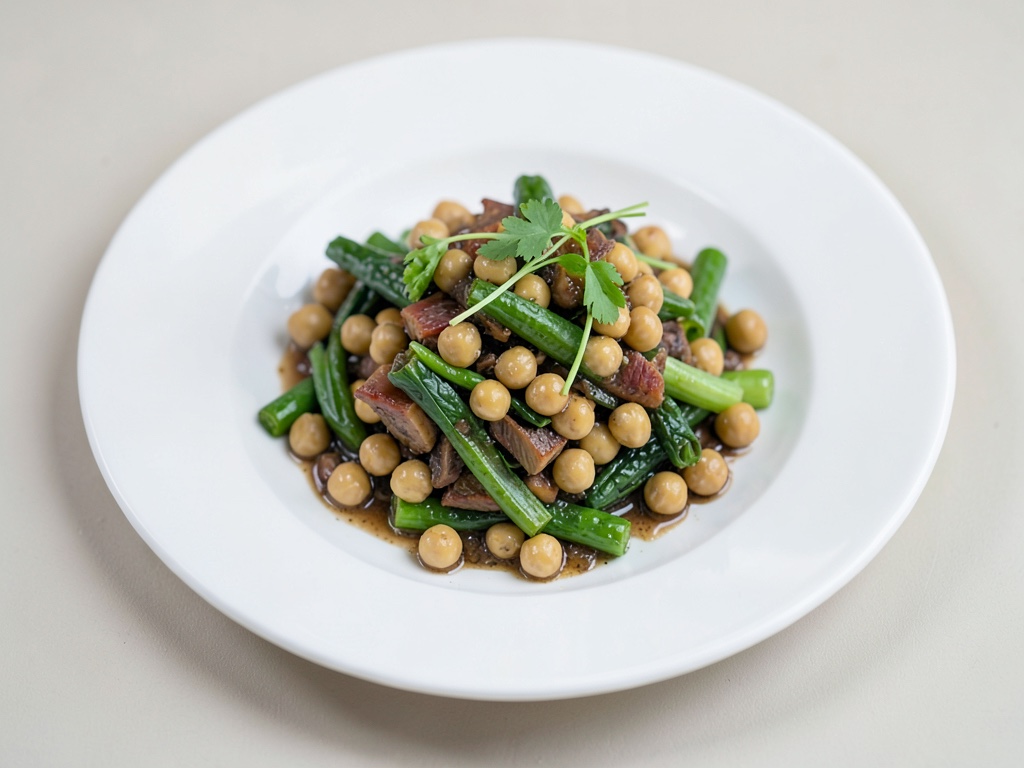 Insalata di ceci affumicata con verdure verdi