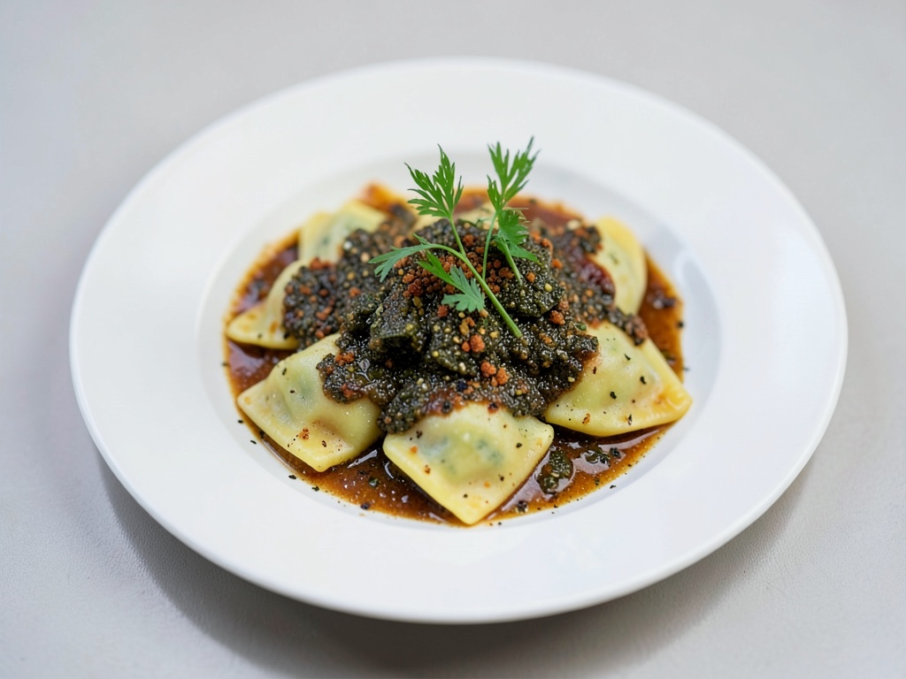 Ravioli fatti in casa con salsa al burro e salvia croccante