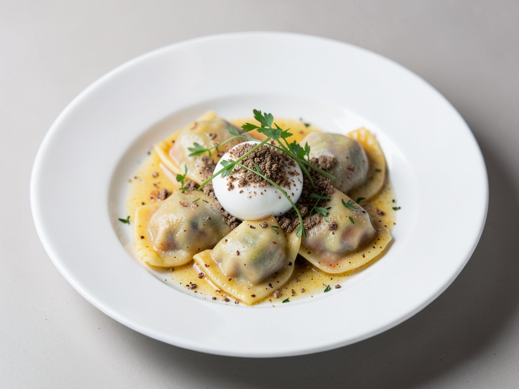 Ravioli con tuorlo d'uovo e tartufo
