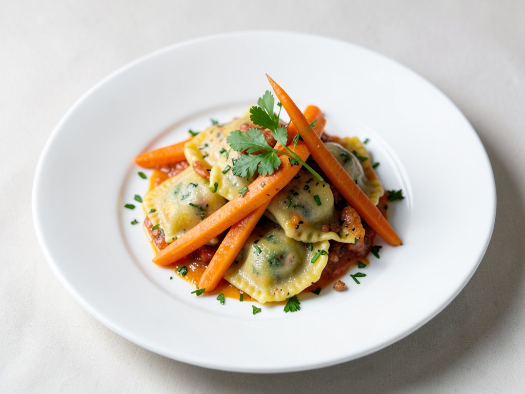 Ravioli creativi con carote tenere