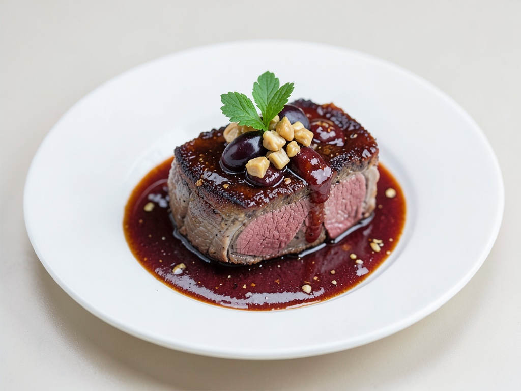 Filetto di cervo tenero con salsa di prugne e noci