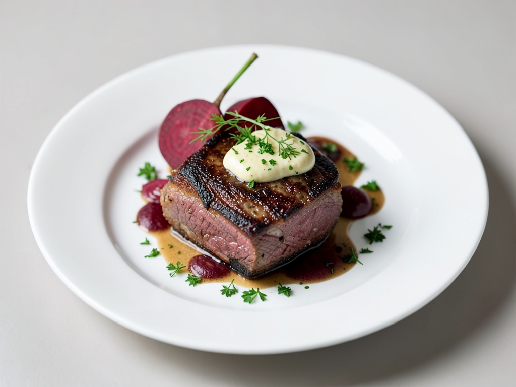 Ofen-Rehkarree mit Roter Bete und Kräuterbutter