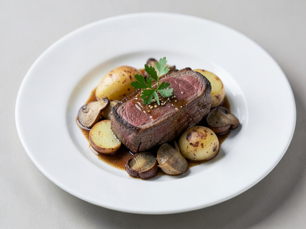 Tenere lombata di cinghiale con patate e chanterelles