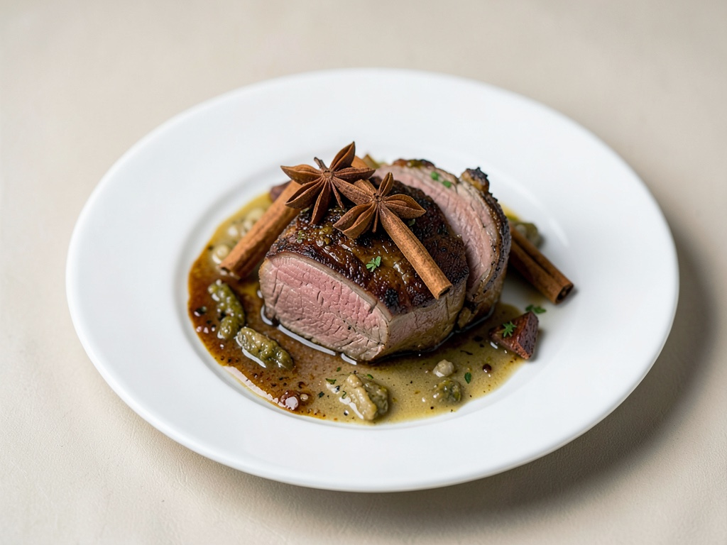 Filet de chevreuil rôti au badiane et cannelle