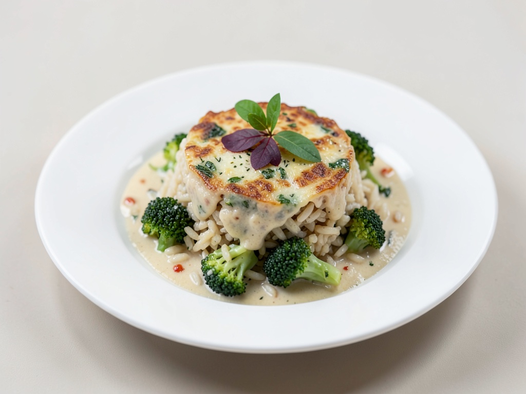 Gratin cremoso di riso e broccoli
