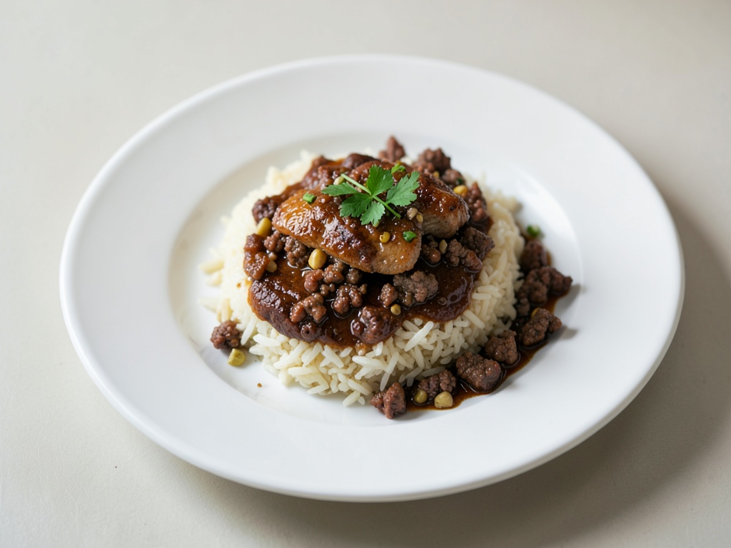 Padella con riso e carne macinata