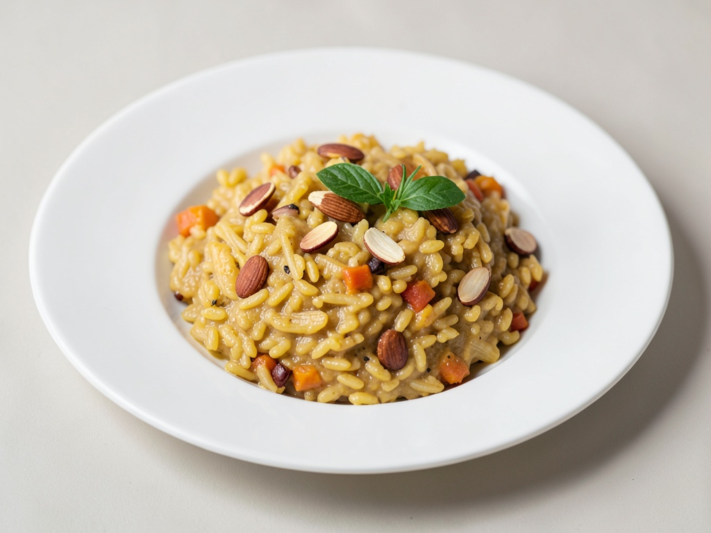 Riso al zucca cremoso con mandorle