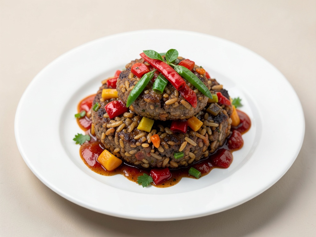 Burgers de riz épicés aux poivrons et piments