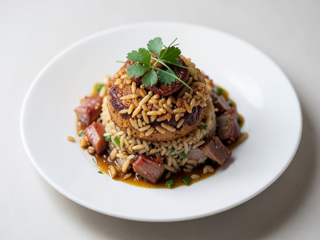 Crocchette di riso croccanti con carne d'anatra
