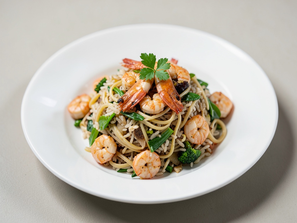 Salade de nouilles de riz fraîches aux crevettes
